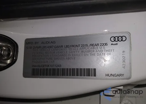 2019 Audi A3 40 Premium из США, поврежденный, VIN WAUGUGFF0K1011243